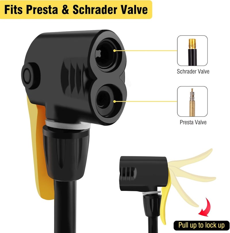 WEIDMAX Bike Pump Portable, Bike Tire Inflator, Bicycle Hand Air Pump with Presta and Schrader, Ball Pump Inflator Bicycle Floor Pump Suitable for Baby Stroller Tires, Balls, Road and Mountain Bikes - Image 2